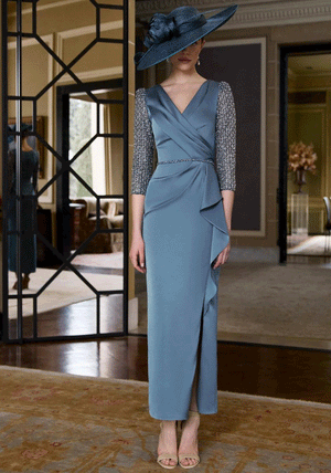 Couture Club Beaded Sleeve Pencil Dress, Blue