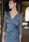 Couture Club Beaded Sleeve Pencil Dress, Blue