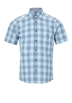Daniel Grahame Check Short Sleeve Shirt, Blue & Navy
