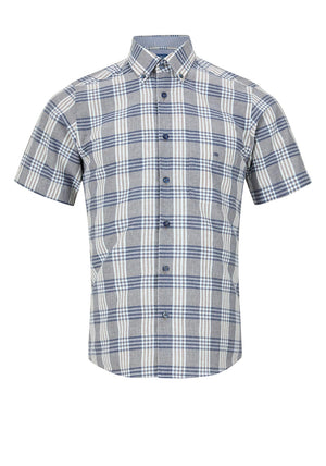 Daniel Grahame Check Short Sleeve Shirt, Brown & Navy