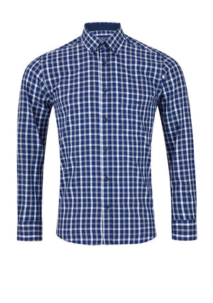 Daniel Grahame Geneva Small Check Shirt, Dark Blue