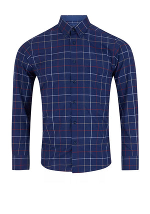 Daniel Grahame Geneva Red Check Shirt, Navy