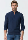 Daniel Grahame Quarter Zip Waffle Knit Sweater, Navy