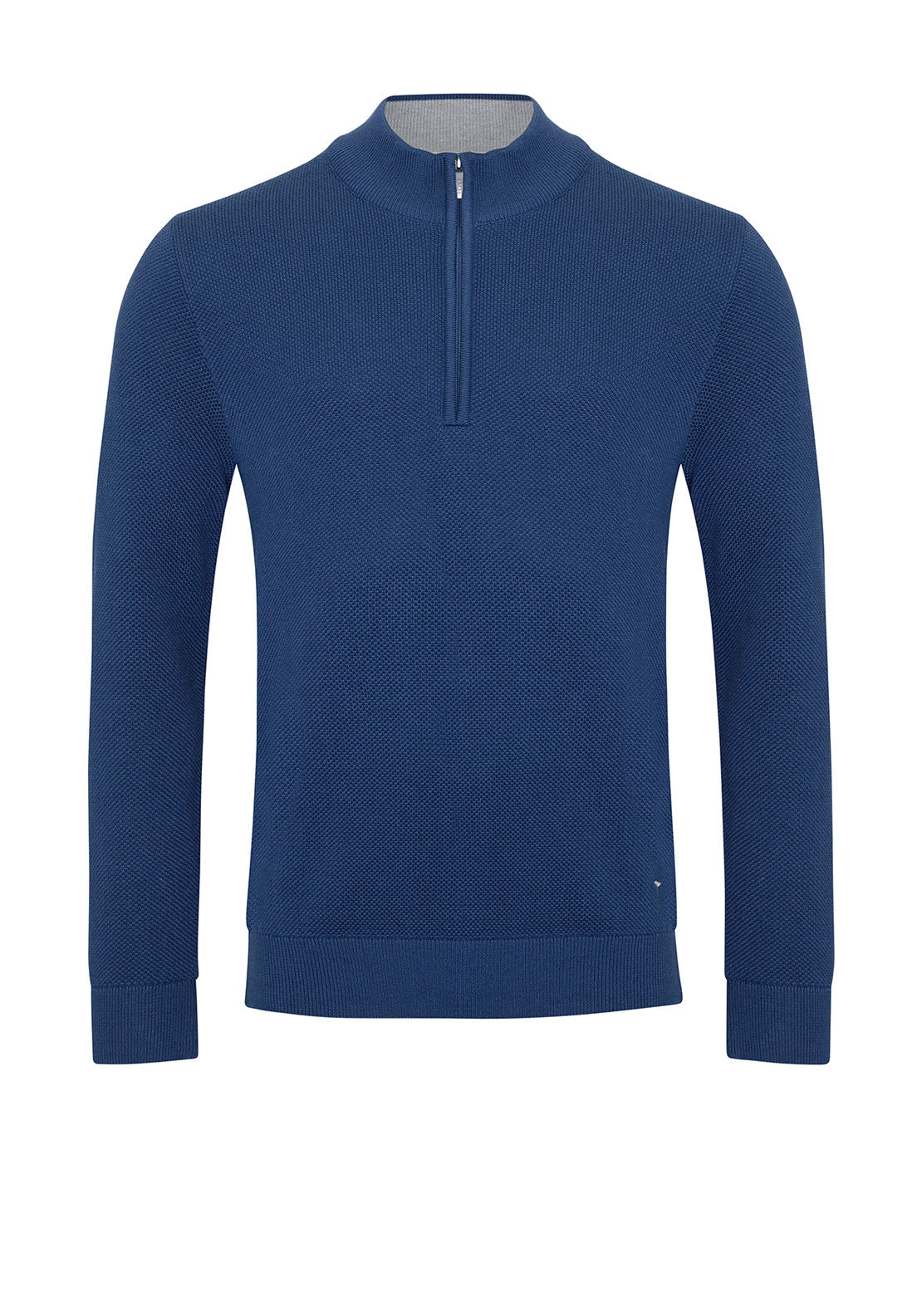 Daniel Grahame Quarter Zip Waffle Knit Sweater, Blue