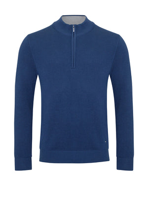 Daniel Grahame Quarter Zip Waffle Knit Sweater, Blue