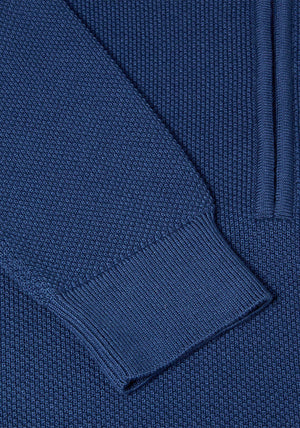 Daniel Grahame Quarter Zip Waffle Knit Sweater, Blue