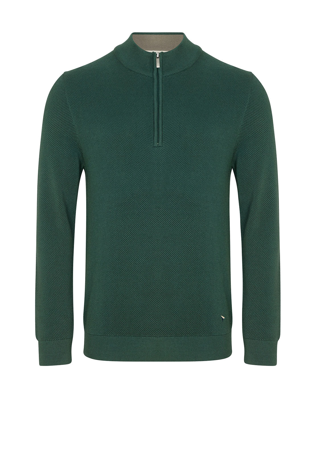 Daniel Grahame Quarter Zip Waffle Knit Sweater, Dark Green