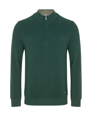Daniel Grahame Quarter Zip Waffle Knit Sweater, Dark Green