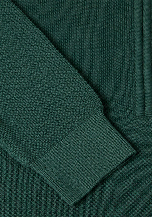 Daniel Grahame Quarter Zip Waffle Knit Sweater, Dark Green