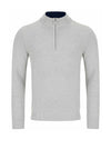 Daniel Grahame Quarter Zip Waffle Knit Sweater, Light Grey