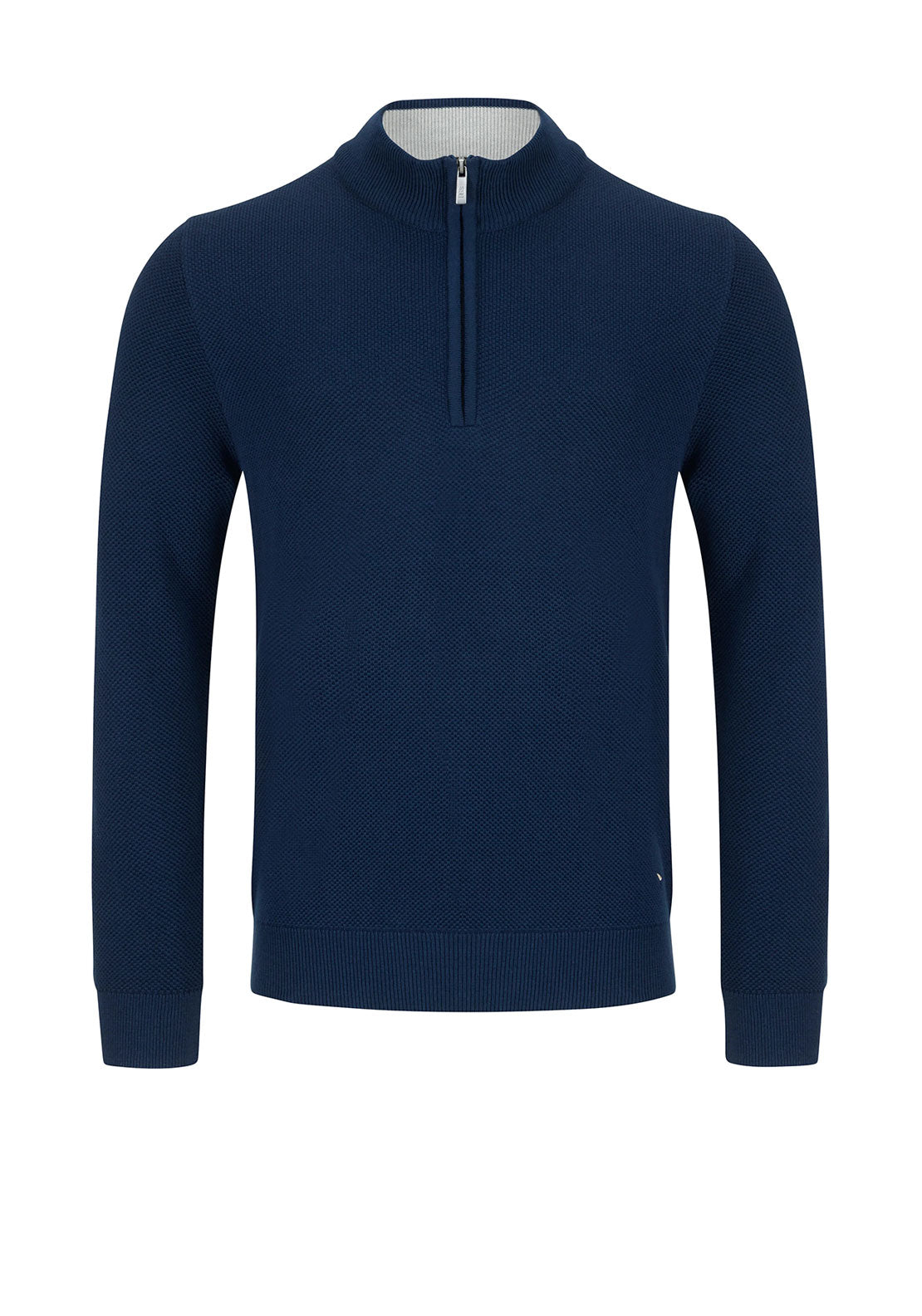 Daniel Grahame Quarter Zip Waffle Knit Sweater, Navy