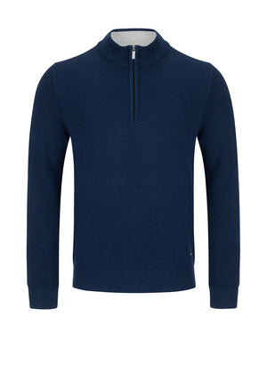 Daniel Grahame Quarter Zip Waffle Knit Sweater, Navy