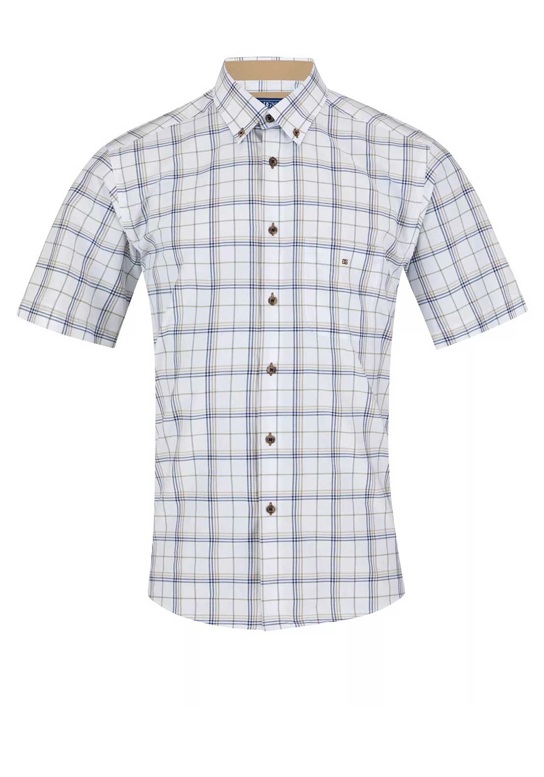 Daniel Grahame Short Sleeve Plaid Shirt, White & Sand