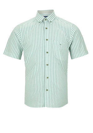 Daniel Grahame Stripe Short Sleeve Shirt, Green & White
