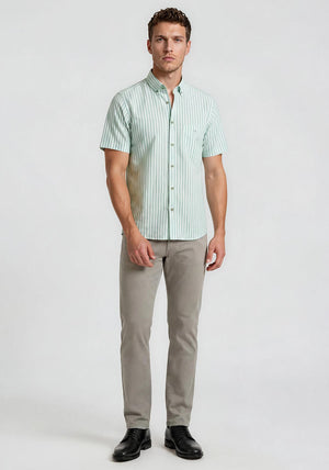 Daniel Grahame Stripe Short Sleeve Shirt, Green & White