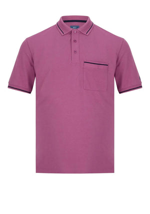 Daniel Grahame Tipped Collar Pocket Polo Shirt, Dark Pink