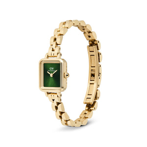 Daniel Wellington Quadro Mini Arch 3 Link Watch, Gold & Green