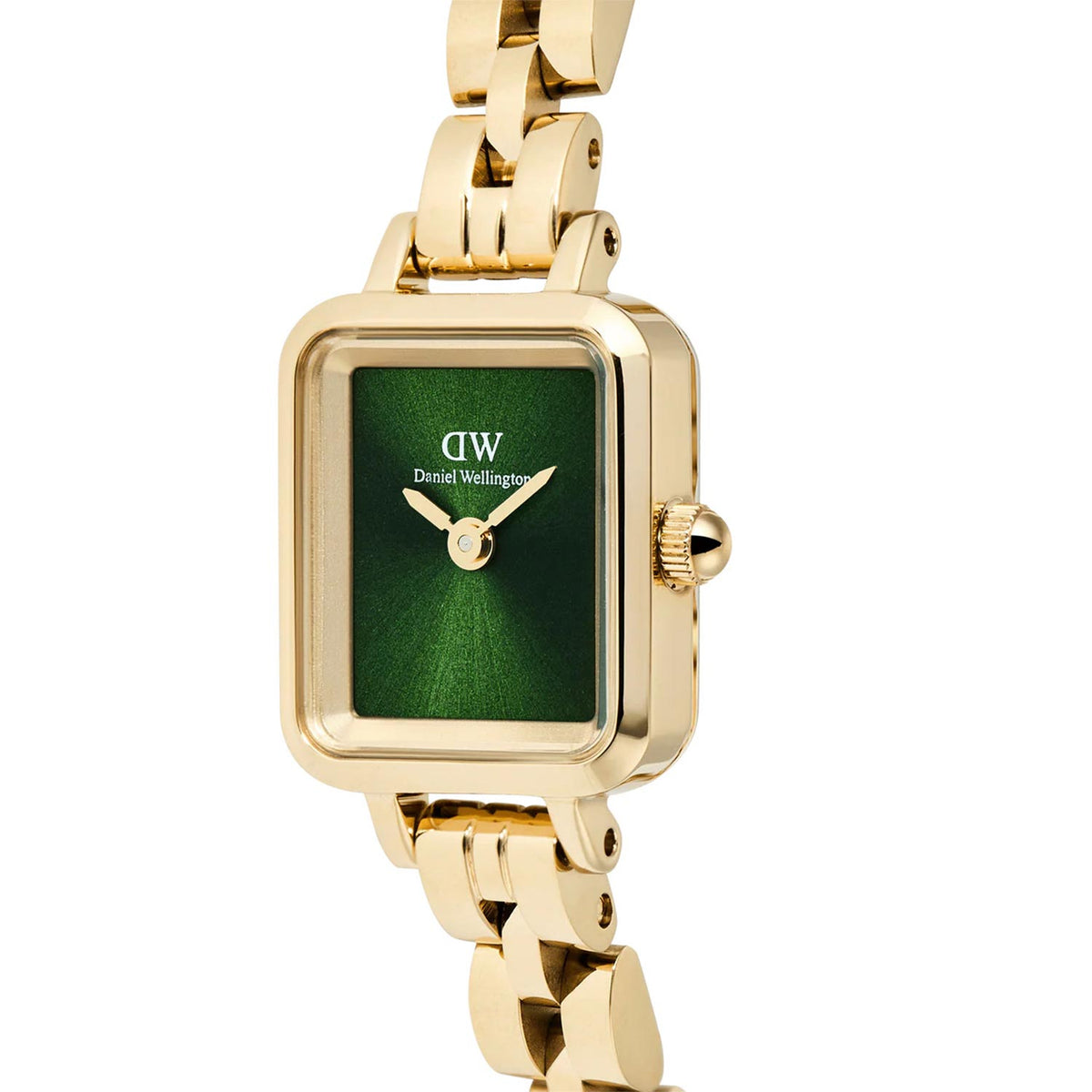 Daniel Wellington Quadro Mini Arch 3 Link Watch, Gold & Green