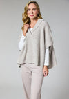 d.e.c.k by Decollage One Size Chunky Knit V Neck Poncho, Beige