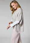 d.e.c.k by Decollage One Size Chunky Knit V Neck Poncho, Beige