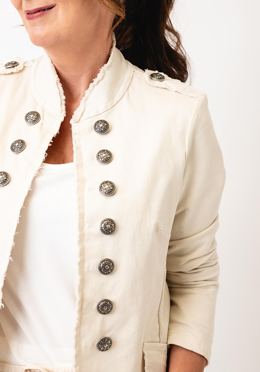 d.e.c.k by Decollage Military Style Jacket, Cream