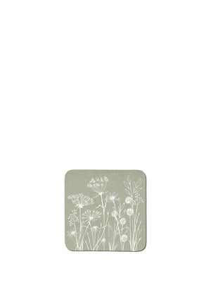DENBY WILD FLOWERS SAGE GREEN SET OF 6 COASTERS