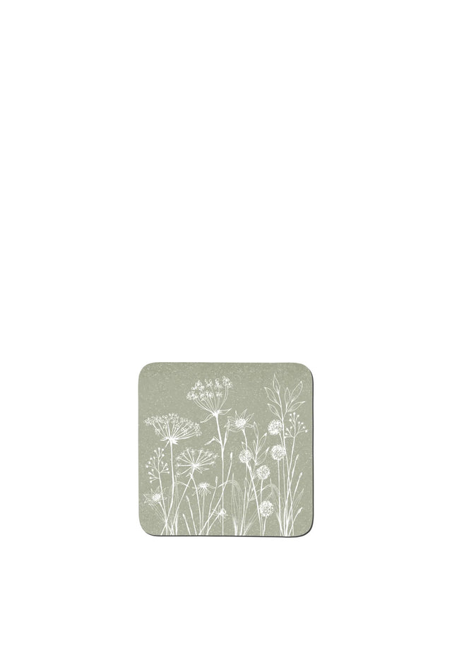 DENBY WILD FLOWERS SAGE GREEN SET OF 6 COASTERS