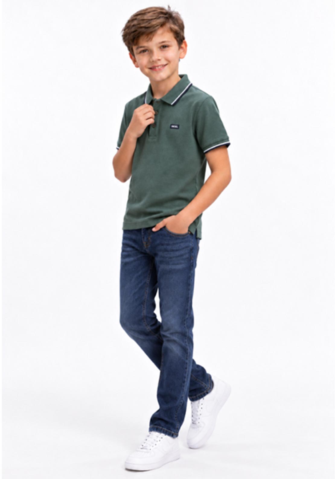 Diesel Boys Callen Short Sleeve Polo, Green