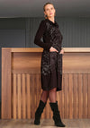 Dolcezza Foil Jacquard Detail High Neckline Dress, Black Multi