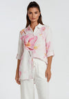 Dolcezza Floral Print Button Down Blouse, White Multi