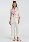 Dolcezza Floral Print Button Down Blouse, White Multi