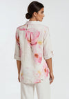 Dolcezza Floral Print Button Down Blouse, White Multi