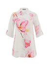 Dolcezza Floral Print Button Down Blouse, White Multi