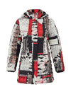 Dolcezza Zip Up Hooded Puffer Coat, Red Multi