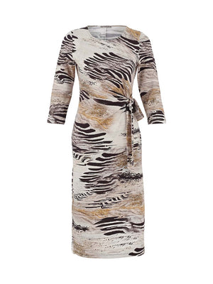 Dolcezza Round Neck Long Sleeve Dress, Black