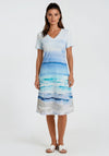 Dolcezza Casual Printed Pencil Dress, Blue Multi