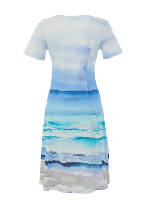 Dolcezza Casual Printed Pencil Dress, Blue Multi