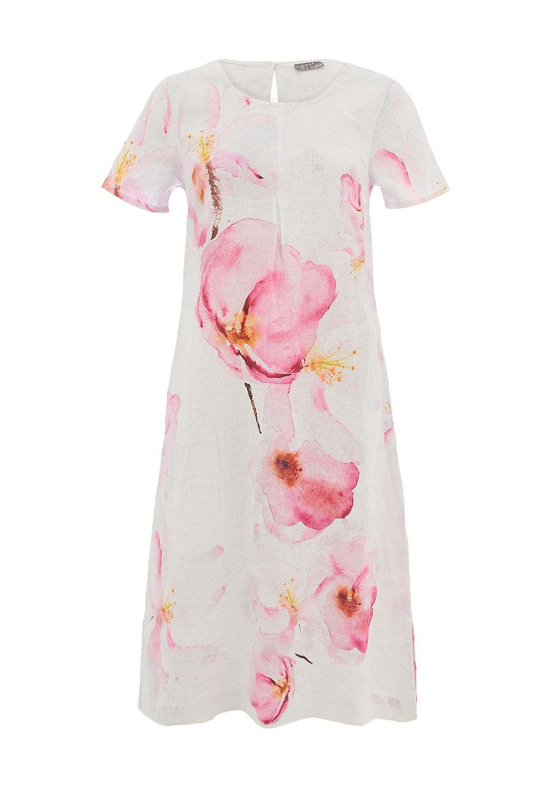 Dolcezza Floral Print Short Sleeved Midi Dress, Pink Multi