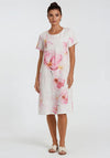 Dolcezza Floral Print Short Sleeved Midi Dress, Pink Multi