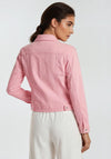 Dolcezza Collared Button Up Denim Jacket, Pink