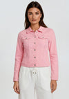 Dolcezza Collared Button Up Denim Jacket, Pink