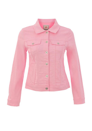 Dolcezza Collared Button Up Denim Jacket, Pink