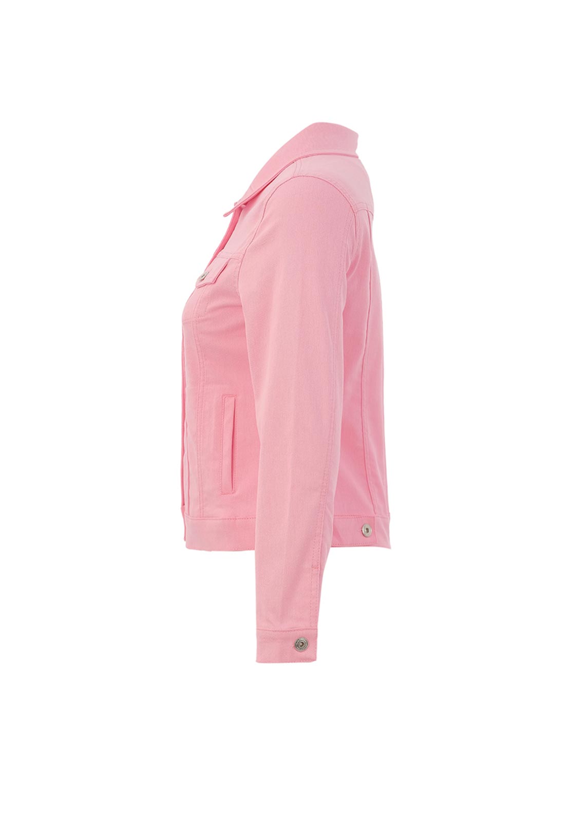 Dolcezza Collared Button Up Denim Jacket, Pink