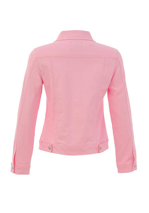 Dolcezza Collared Button Up Denim Jacket, Pink