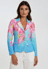 Dolcezza Floral Print Button Up Blazer, Blue Multi