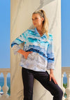 Dolcezza High Neck Button Front Jacket, Blue