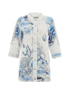Dolcezza Button Up Printed Jacket, Blue Multi