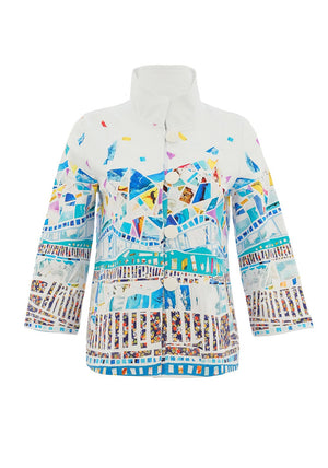 Dolcezza High Neck Button Up Jacket, Multi