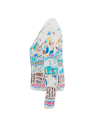 Dolcezza Collared Button Up Jacket, Multi