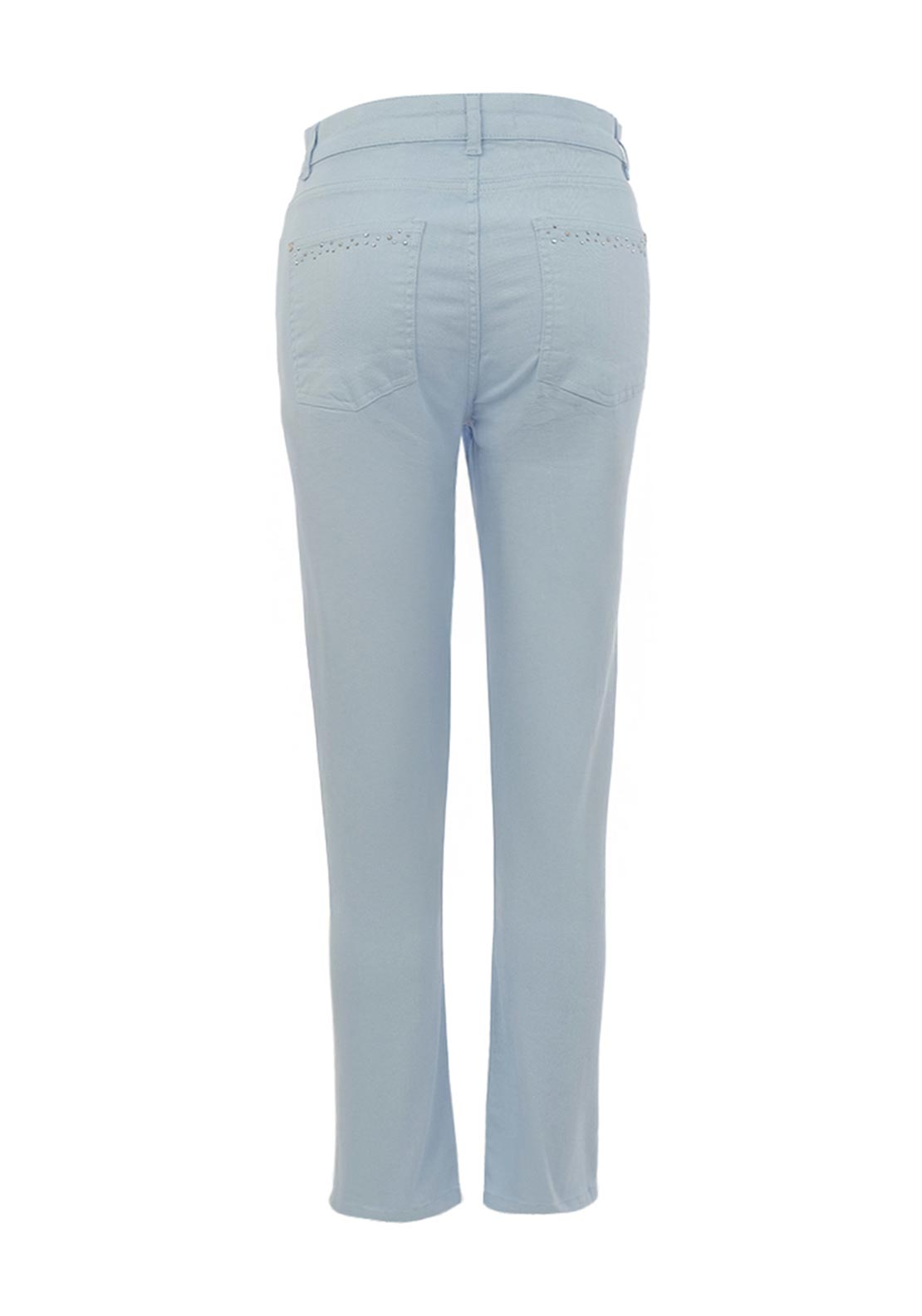 Dolcezza Straight Fit Rhinestone Detail Jeans, Blue
